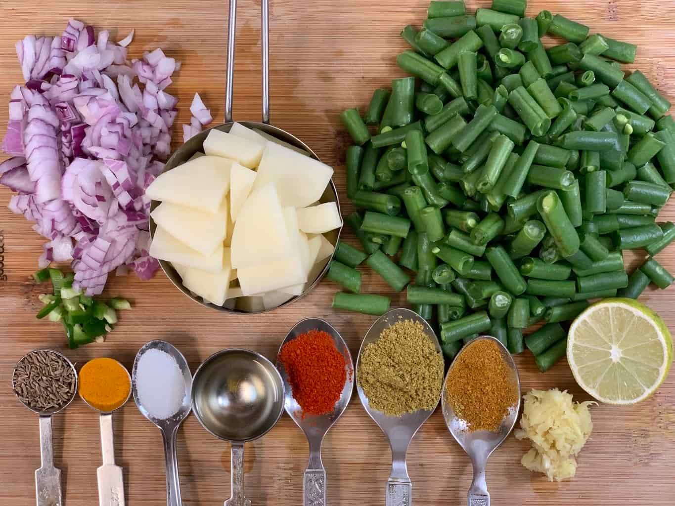 Sabji Green Bean Curry with Aloo Sabji