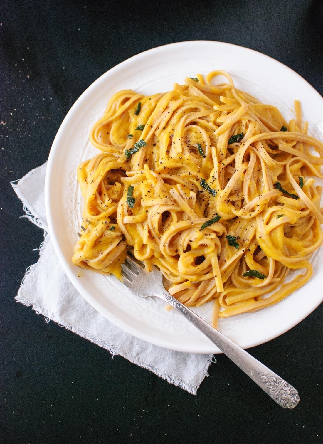 Creamy (vegan!) Butternut Squash Linguine with Fried Sage