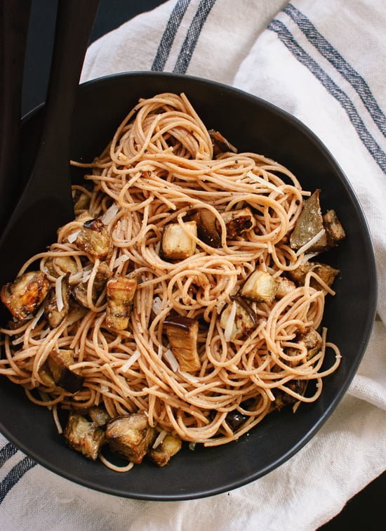 Roasted Eggplant Spaghetti with Miso Brown Butter Sauce