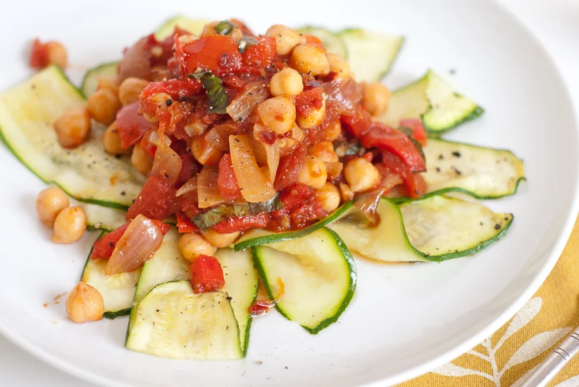 Zucchini Noodles with Arrabiata Chickpeas