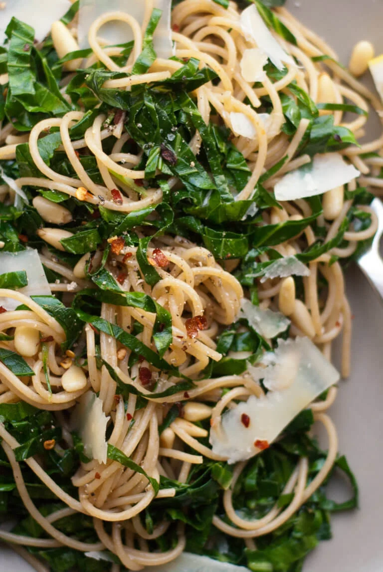 Lemony Collard Greens Pasta
