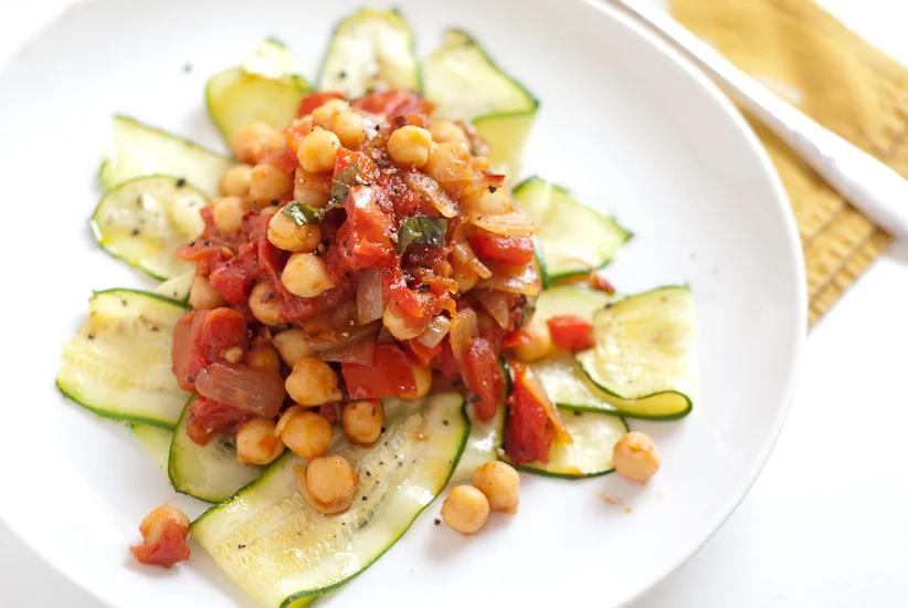 Zucchini Noodles with Arrabiata Chickpeas