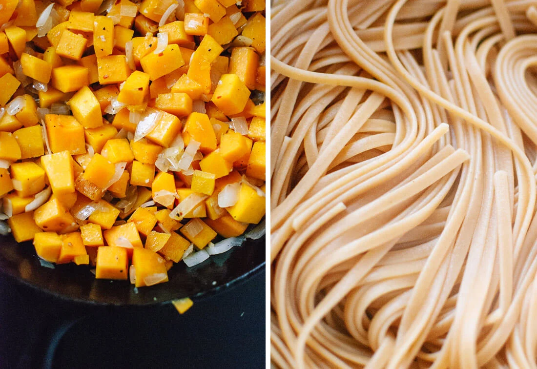 Creamy (vegan!) Butternut Squash Linguine with Fried Sage