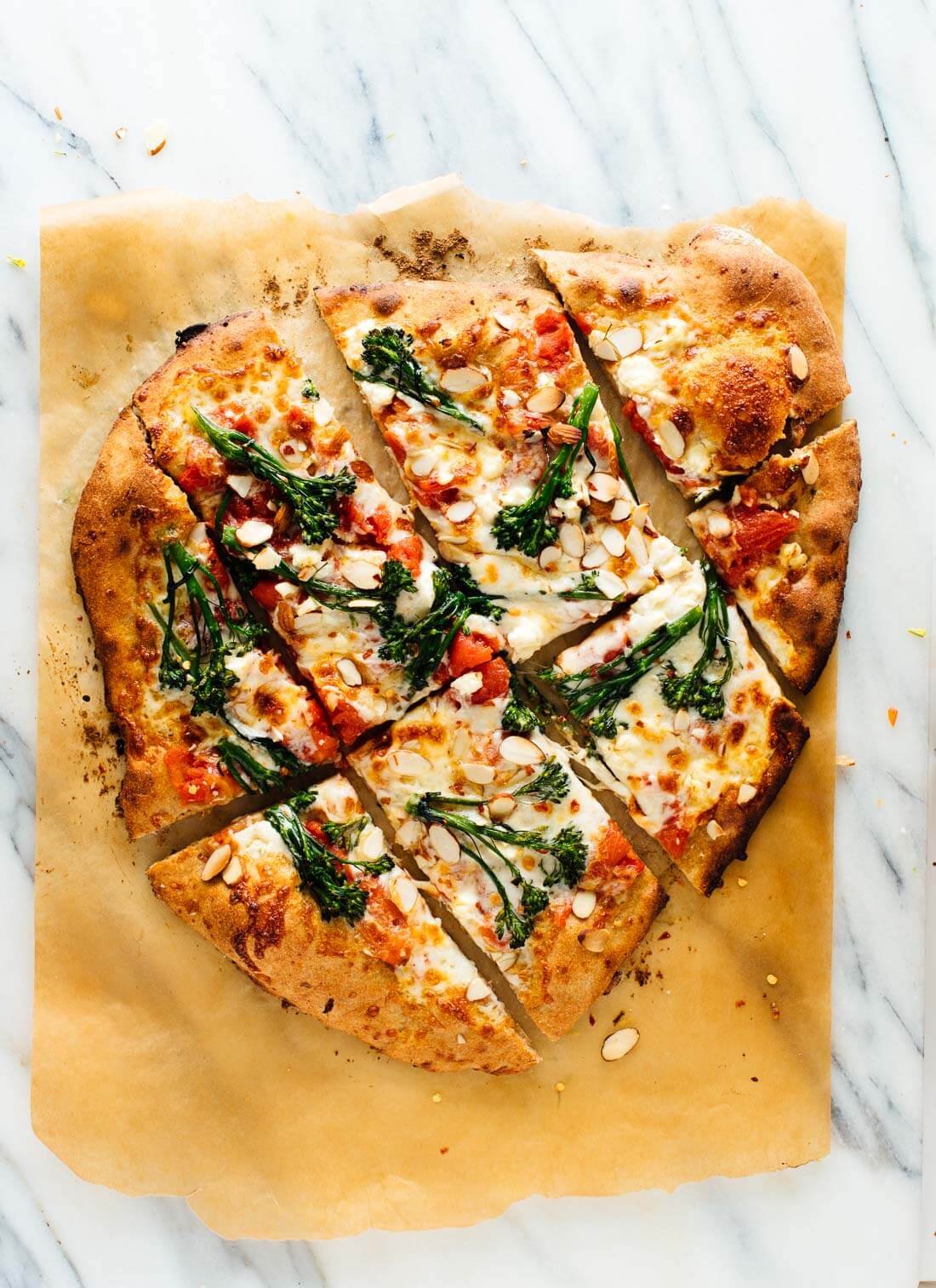 Broccolini Almond Pizza