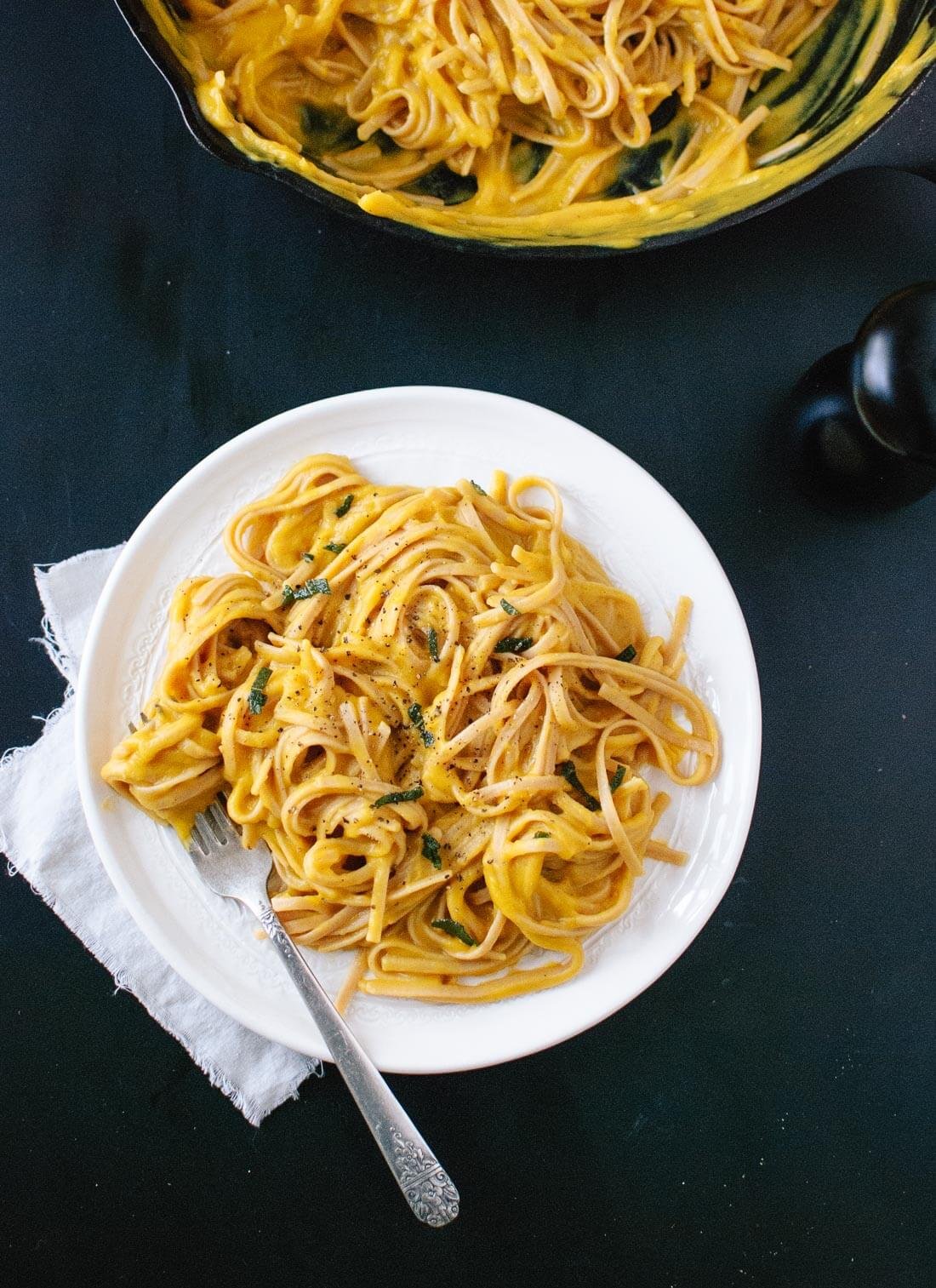 Creamy (vegan!) Butternut Squash Linguine with Fried Sage