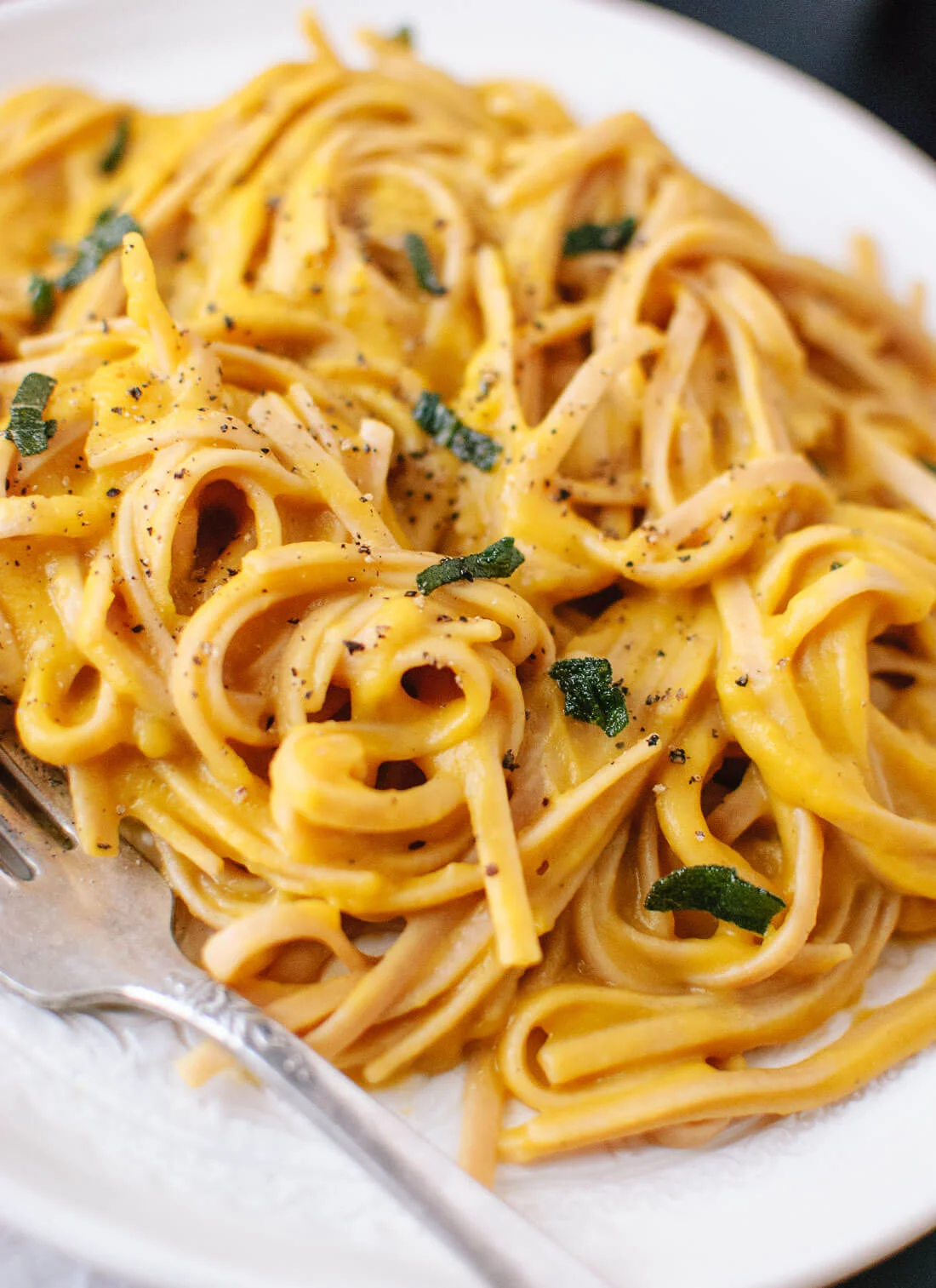 Creamy (vegan!) Butternut Squash Linguine with Fried Sage